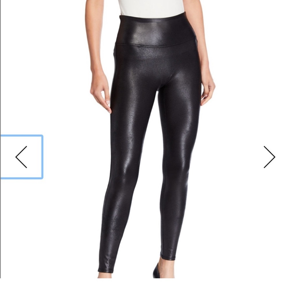 SPANX Black Faux Leather Leggings High-Waisted